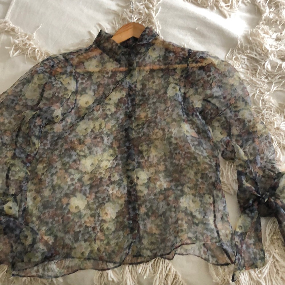 Zara transparent floral blouse